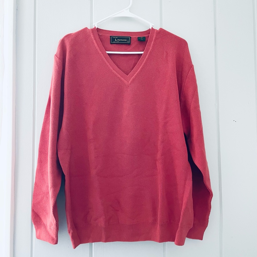 Vintage Peru Unlimited Salmon 100% Pima Cotton V-Neck Sweater / S / Used
